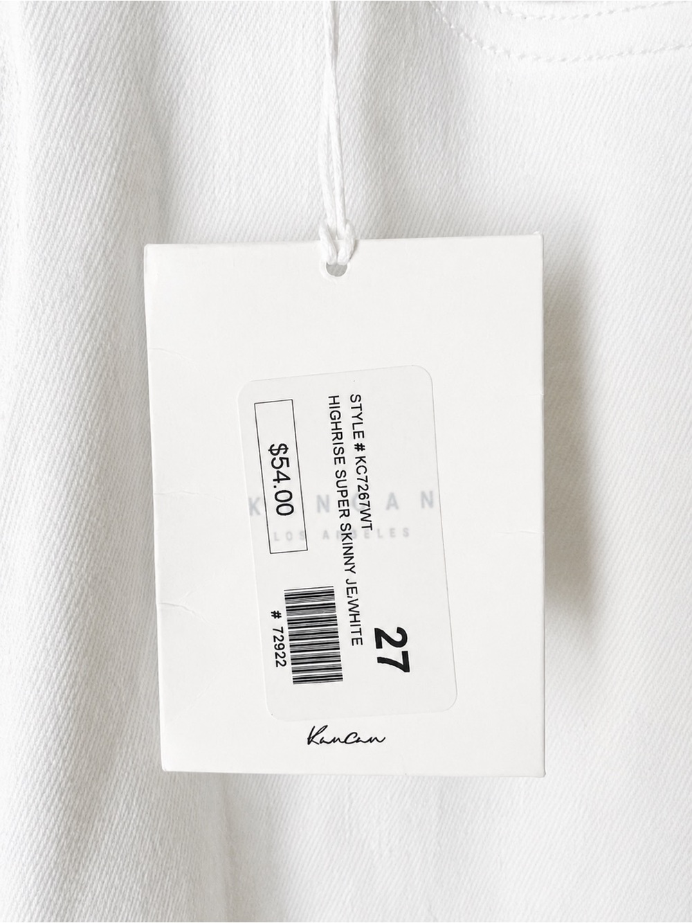 NWT Kancan High Rise Super Skinny White Jeans 27 | Frayed Hem: Coastal Chic - Picture 3 of 6
